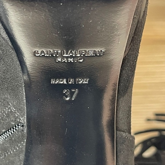 NEW Saint Laurent Classic Janis 105 Concho Ankle Boot in Black Suede Size 37 - Picture 15 of 15